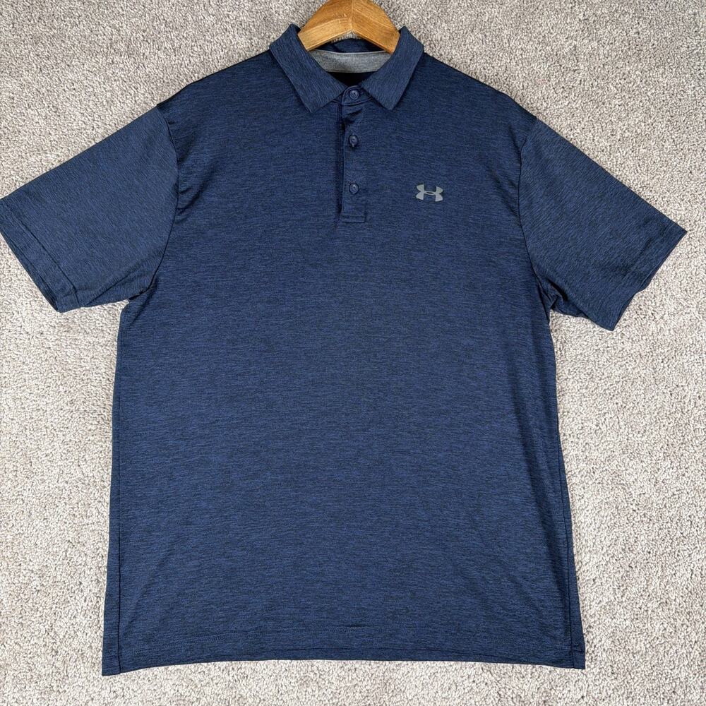 Under Armour Shirt Mens L Heather Blue The Playoff Polo Stretch Performance Golf